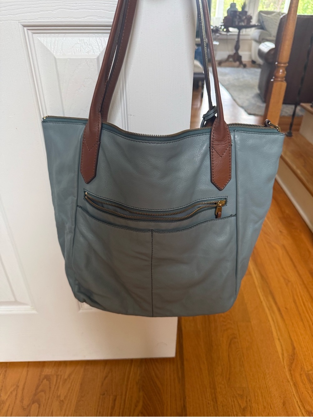 Fossil light blue leather purse.